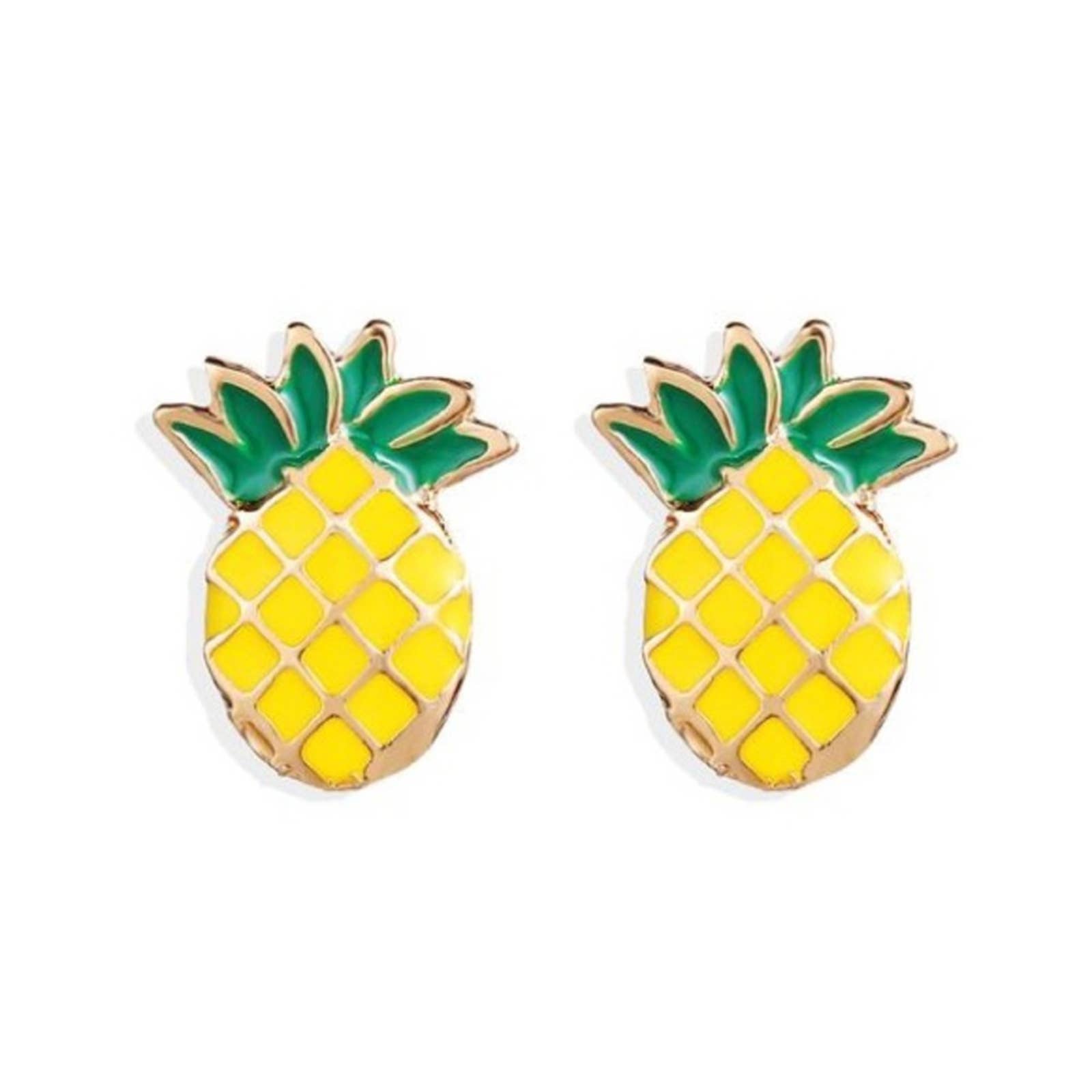 Dainty Yellow Pineapple Fashion Stud Earrings